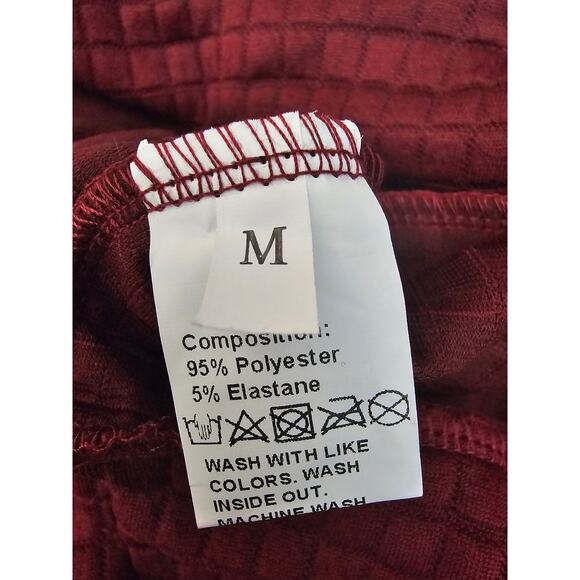 Maroon Mens Hoodie Sweatshirt with Squares Size Medium - Picture 4 of 9
